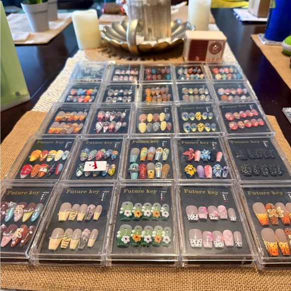 Other - Colorful Nail Art Set with Floral and Geometric Patterns